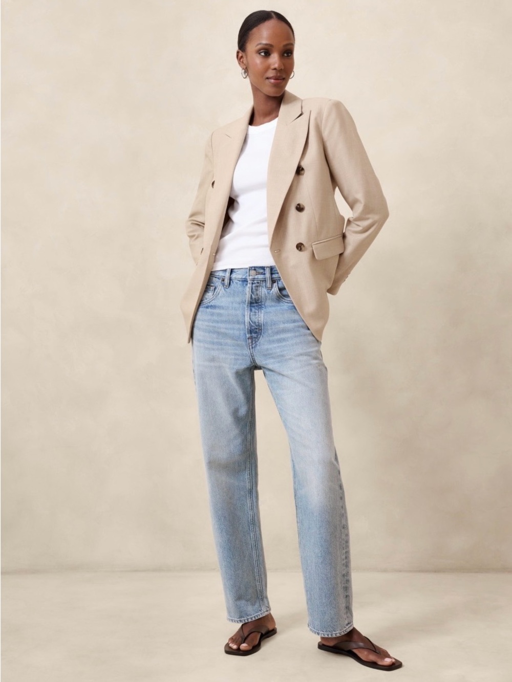 Banana Republic Light Tan Double-Breasted Blazer